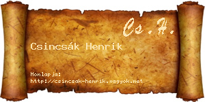 Csincsák Henrik névjegykártya